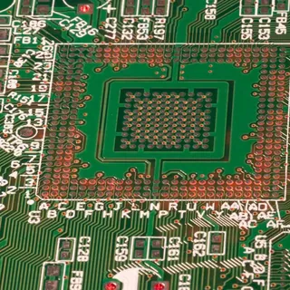Close view of components on a printed circuit board